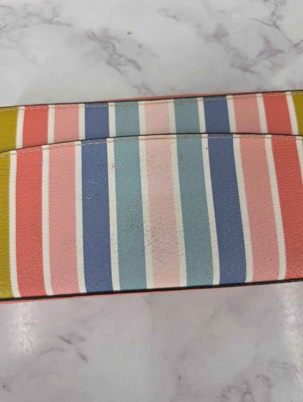 Coach Peyton Pastel Rainbow Stripe Accordion Zip Zippy Long Wallet SEE NOTES Y2K